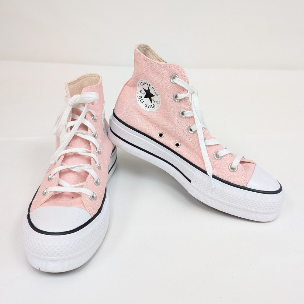 Converse Pink White High Rise Platform Lace Up Sneakers Chuck Taylor Size 7